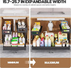 1 Pack-16"-26"W Expandable Under Sink Organizer With Upgrade Ball-Bearing Slide,2-Tier Pull Out Under Cabinet Organizer Heigh