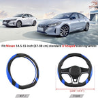 West Llama Flat Bottom Car Steering Wheel Cover for Nissan,D Shaped Steering Wheel Cover for Rogue,Altima,Kicks (Black+Blue-S