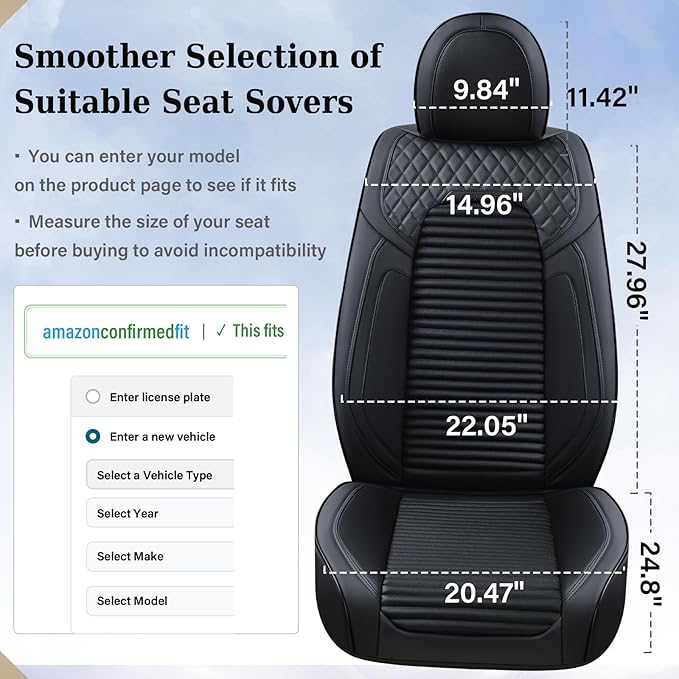 Coverado Car Seat Covers Full Set, Leather Seat Covers for Cars, Waterproof Front and Rear Automotive Seat Cover Car Accessor