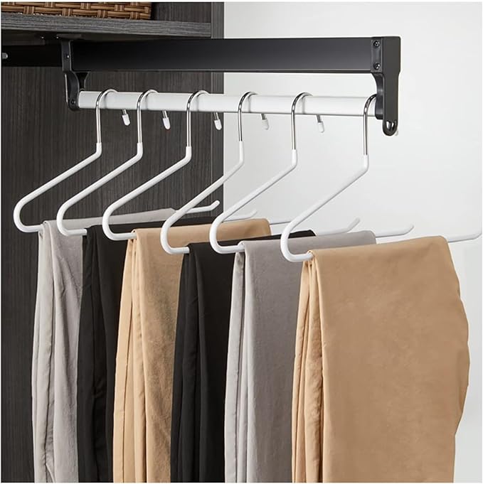 Adjustable Heavy Duty Pull Out Clothes Rail, 300-600mm Extendable Hanger Rod for Closet Organization, Ideal for Trousers & Ti