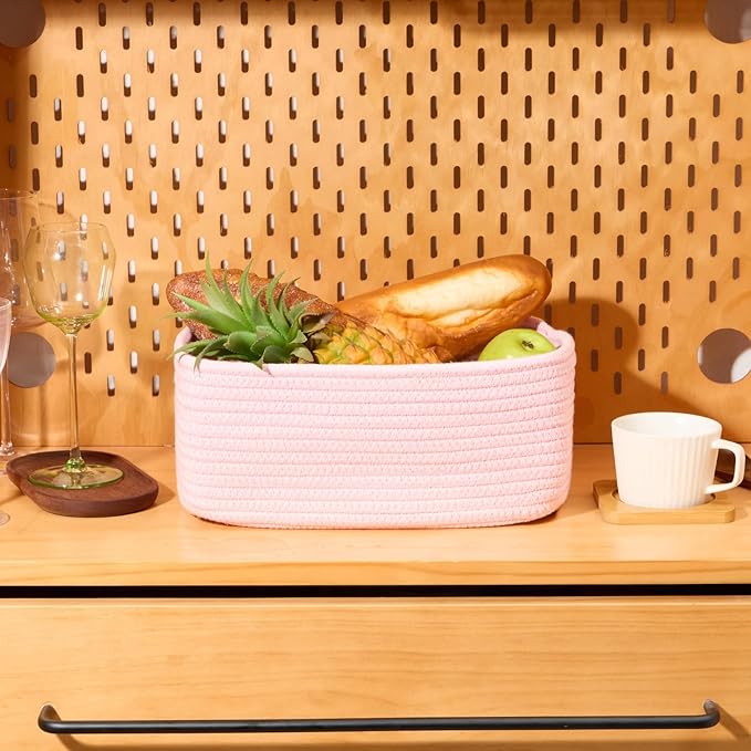 MiniArk Small Storage Baskets for Organizing | Closet Organizer Bins | Shelf Toy Basket | Woven Rope Baskets | Cube Decorativ