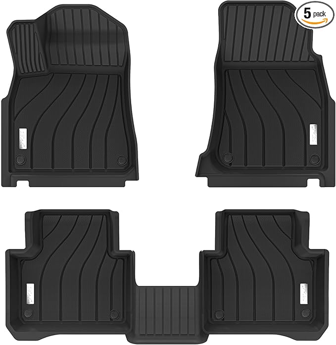 3W Floor Mats Fit Porsche Cayenne 2019-2025 2026 (5 PCS), TPE All Weather Custom Fit Floor Liner for Porsche Cayenne 1st and 2nd Row 5 PCS Car Mats, Black