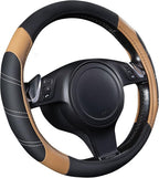 CAR PASS Line Rider Microfiber Leather Sporty 14.5-15 inch Steering Wheel Cover Universal Fits for 95% Truck,SUV,Cars, Anti-S