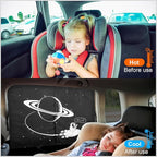 Magnetic Car Window Shades, 2 Packs Car Sun Shades for Baby, 2 Layers for Blackout/See Through Options Space Pattern Side Window Curtain for Kids Heat/UV Blocker
