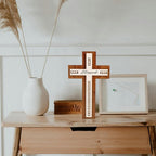 OKSQW Wall Wooden Cross Christians Cross Spiritual Religious Gifts With Hook on Hanging Wall Or Table With Blessed and Wood B
