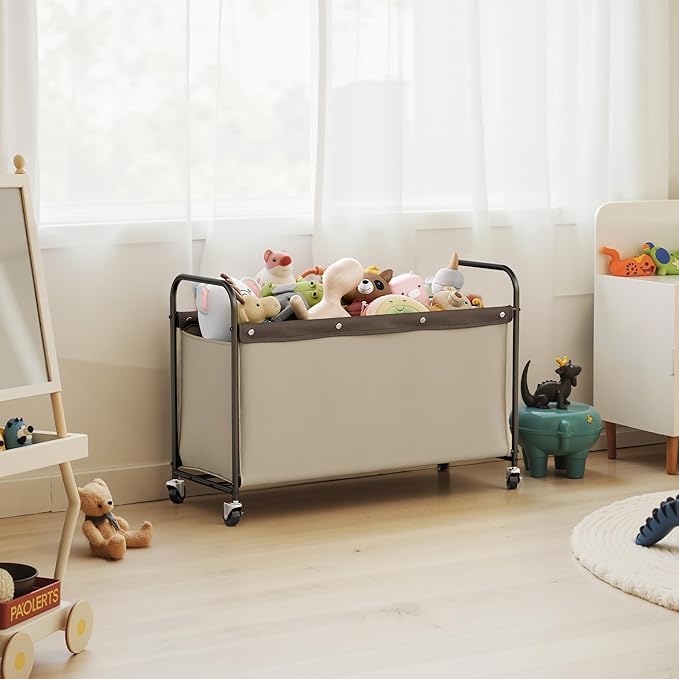 StorageWorks Toy Box with Wheels for Kids, 135L Large Toy Storage Chest and Organizer, 23" Metal Toybox with 360° Swivel Whee