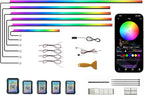 KENANEK Ambient Lighting Car Interior LED Strip Lights 6-in-1, 175” Acrylic Multi-Color Car Ambient Lighting Kit with Music Sync, APP Control, Interior LED Lighting for Cars SUVs Trucks