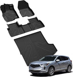 LASFIT Floor Mats & Cargo Mat for Acura RDX (2019-2026) All Weather Floor Liner TPE Custom Fit 1st & 2nd Row Rubber Car Mats and Cargo Liner for Acura RDX Automotive Accessories, Black, Tasteless