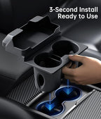 for Tesla Cup Holder Insert, 2-in-1 for Model Y Juniper(2025/2026)& Model 3 Highland(2024/2025) with Storage Compartment - Bl