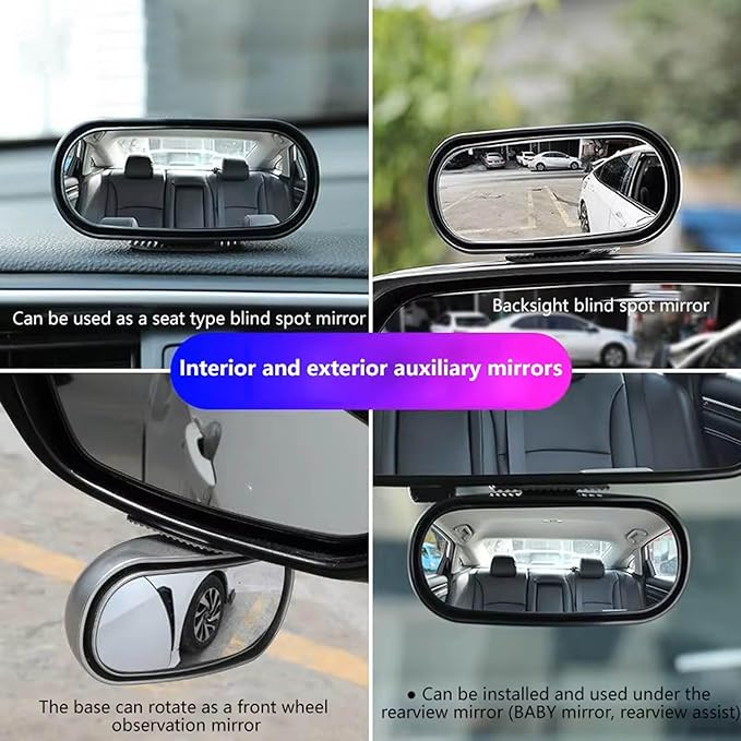 360 ° HD Blind Spot Car Mirror Rectangular, 2Pcs Blind Spot Car Rearview Stick on Mirror, Adjustable Blindspot Convex Wide Angle Side Rearview Mirror for Car,Truck,SUV