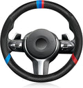 Carbon Fiber Steering Wheel Cover, Non-Slip and Sweat Absorbent, 15" Steering Wheel Covers for X5 X3 Men Women, Black