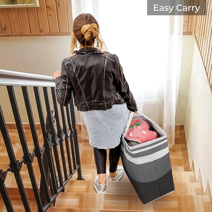 HomeHacks 4-Pack Large Laundry Basket, Waterproof, Freestanding Laundry Hamper, Collapsible Tall Clothes Hamper with Extended