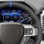 MEWANT Black Genuine Leather Steering Wheel Cover for Ford F150 F250 F350 Expedition 2018-2021 Truck Interior Accessory