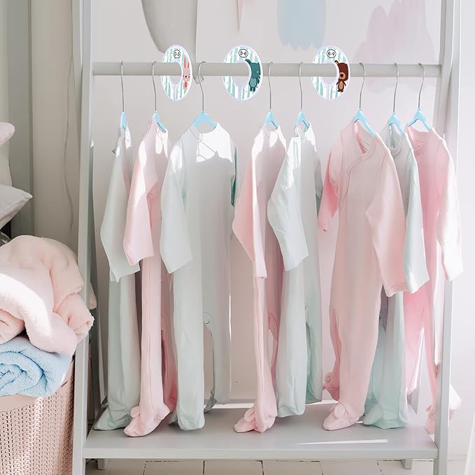 VIS'V Baby Hangers, 11 Inch Velvet Kids Hangers with 6 Pcs Clothes Size Dividers, Infant Toddler Nursery Closet Organization,