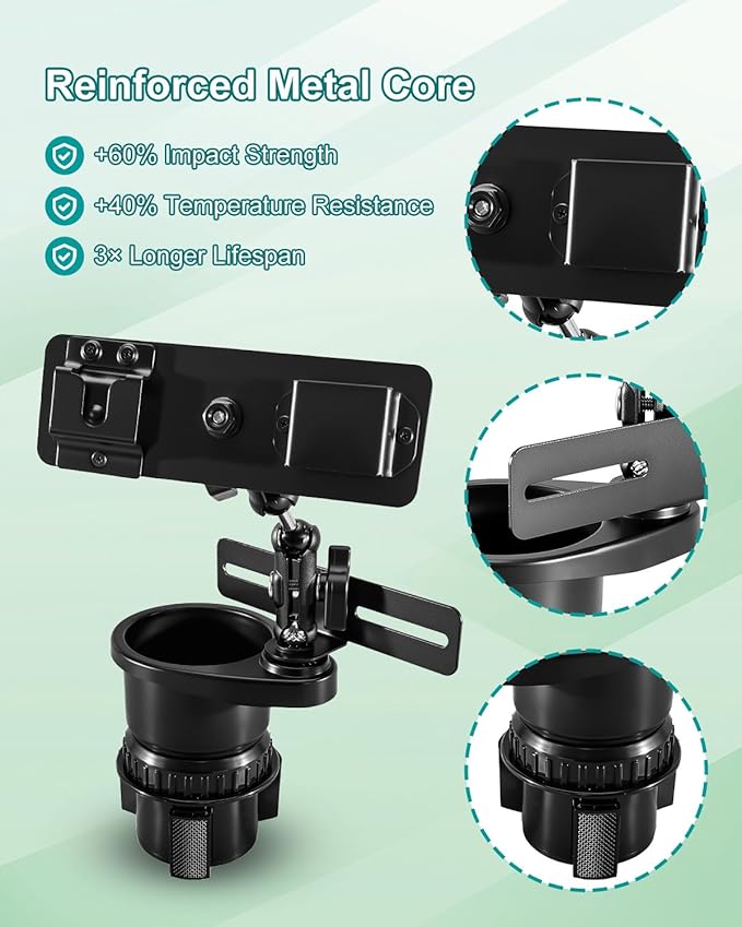 Universal Cup Holder Expander Mount for Satellite Radio CB Mic and Walkie Talkie, 3-in-1 Car Organizer Hanger, 2.6-3.5In Adju