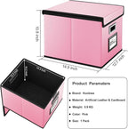 Huolewa File Organizer Box with Lid, Collapsible Leather File Folder Organizer for Office Document Storage, Filing Box with P