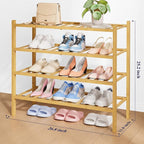 Kitsure Bamboo Wooden Shoe Rack for Closet - Stackable Shoe Organizer with Modular Structure, Space-Saving Shoe Shelf for Ent