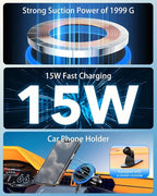 MagSafe Car Mount Charger, 3 in 1 [LED RGB HandsFree] Wireless Car Charger, Magnetic Phone Holders for Your Car- Fast Charging Car MagSafe Charger for iPhone 17/16/15/14/13/12 Series, for Men Women