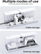 NODOCA No Drill Under Desk Cable Management Tray, 14'' Wire Management, Punch-Free Clamp on, Metal Cable Tray, Wire Organizer
