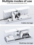 NODOCA No Drill Under Desk Cable Management Tray, 14'' Wire Management, Punch-Free Clamp on, Metal Cable Tray, Wire Organizer