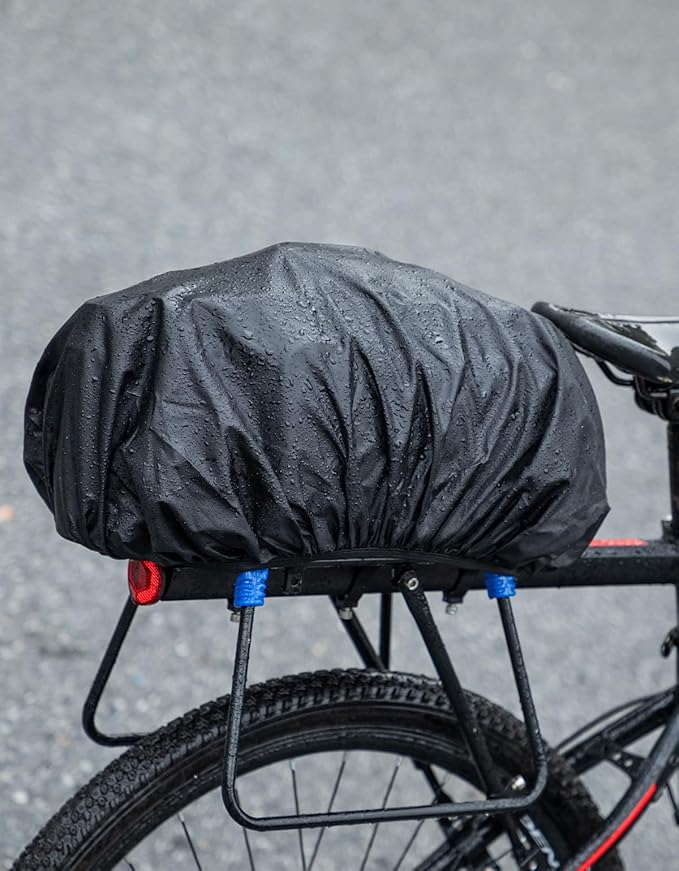 KEMIMOTO Bike Rear Rack Bag with Rain Cover, 15L Thickened Foldable Pockets Water Resistant Bicycle Bag, Bike Trunk Pannier for Commuter Cycling Trip Grocery Shopping, Black