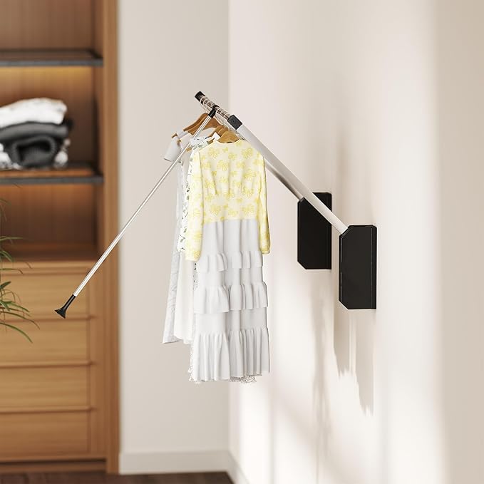 Pull Down Closet Rod, 60 lbs Load Capacity Adjustable 26-35 Inches Stainless Steel Soft-Close Wardrobe Lift with Two-way Buff