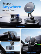 ANDERY Only for iPhone Magsafe Car Mount Charger [15W Wireless Faster Charging, 78+LBS Strongest Suction, 2400gf Strongest Magnetic] 360° Adjustable Car Phone Holder, Phone Holders for Your Car, Black