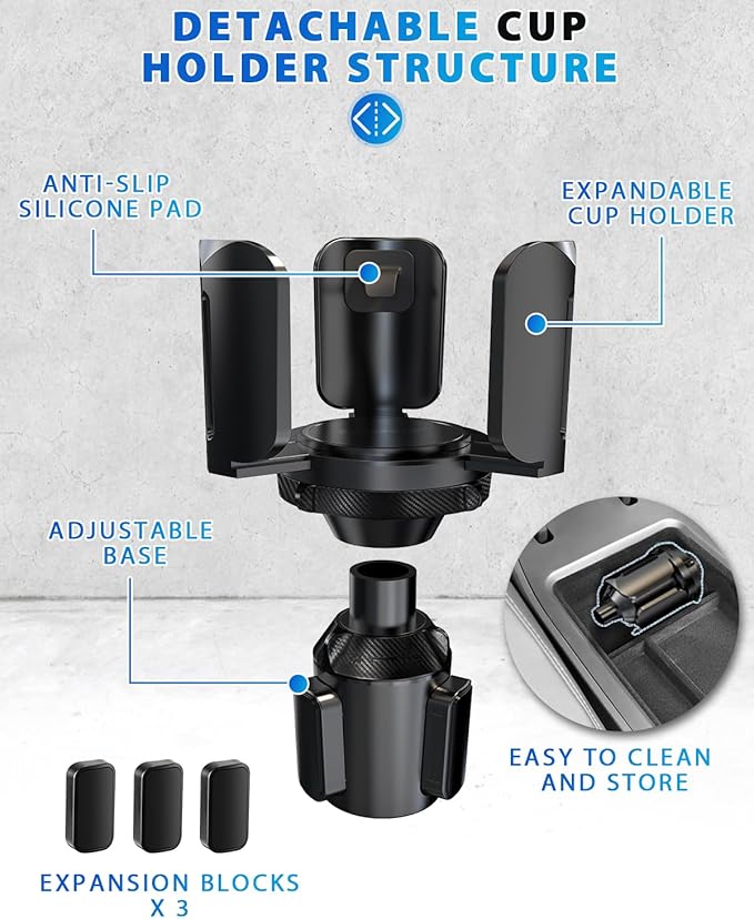 IPOW 2Pack Car Cup Holder Expander with Adjustable Holder & Base, Compatible with Yeti Ramblers, Hydro Flasks Most Coffee Mug