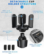 IPOW 2Pack Car Cup Holder Expander with Adjustable Holder & Base, Compatible with Yeti Ramblers, Hydro Flasks Most Coffee Mug