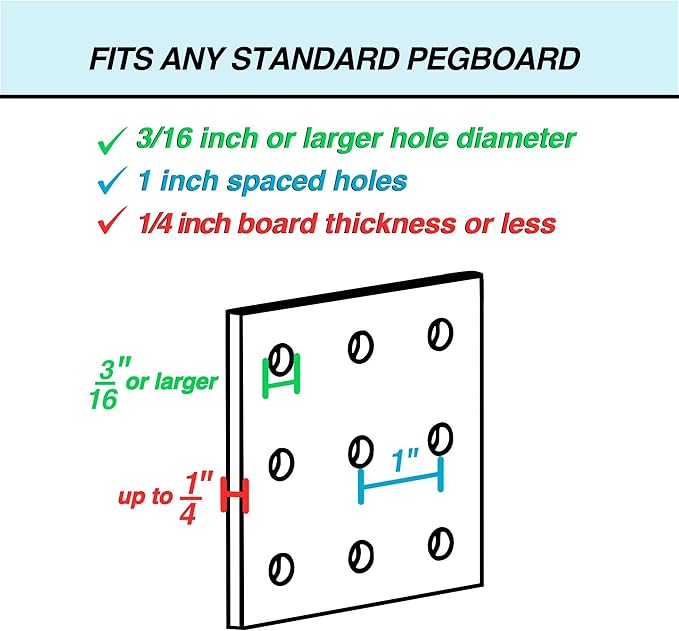 RightArrange Pegboard Baskets, Set of 3 Black - Hooks to Any Peg Board - Square Style Baskets Hold More - Organize Tools, Wor