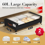 Yecaye Under Bed Storage with Wheels, 2 Pack Under the Bed Storage Containers with Lids & Label, XXL 60L Rolling Underbed Sto