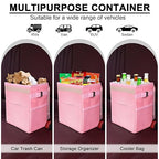 Car Trash Can Bin with Lid - Collapsible Car Garbage Can with Storage Pockets-Pink Mini Leakproof Vehicle Trash Bag-Small Automotive Organizers and Storage for Back/Front Seat SUV Truck Accessories