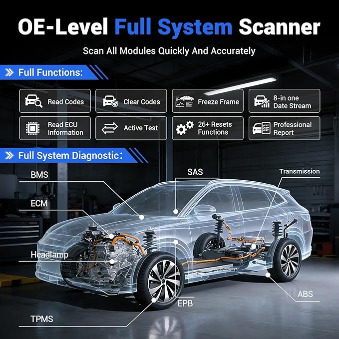 OBD2 Scanner Bluetooth VDIAGTOOL D200, Bidirectional Scan Tool - Lifetime Free Updates, 26 Resets (Upgradeable to 49+), Full