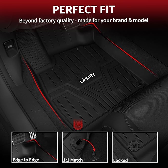 LASFIT Floor Mats for Honda Pilot 2023 2024 2025 2026 (7&8 Seats), All Weather Custom Fit TPE Odorless Anti-Slip Floor Liner 1st & 2nd & 3rd Row, Black