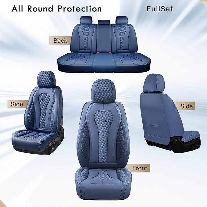 Coverado Seat Covers, Car Seat Covers Full Set, Blue Car Seat Cover, Car Seat Covers Front Seats Back Seat Cover, Waterproof 