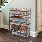 Large Shoe Rack 8 Tier Shoe Organizer, Heavy Duty Metal 4-Tier Stackable Shoe Storage Vertical Shoe Rack for Closet Front Doo