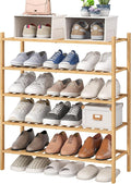 viewcare 5-Tier Bamboo Shoe Rack for Entryway, Stackable | Foldable | Natural, Shoe Organizer for Hallway Closet, Standing Sh