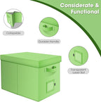 File Organizer Boxes with Lid, Linen Hanging File Storage Boxes with Handle, Collapsible Document Filling Boxes for Letter/Le