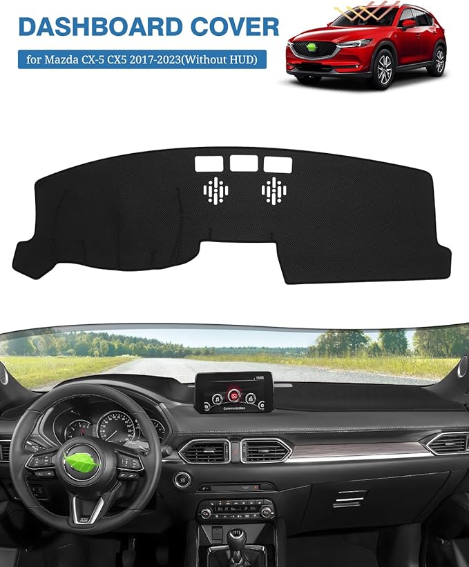FIILINES Dash Cover for Mazda CX-5 CX5 2017-2025 (Without HUD), Dashboard Mat Cover Sunshade Nonslip Mesh Protector No Glare 