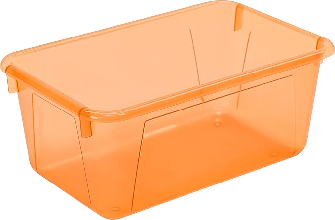 Storex Small Cubby Bin, 12.2 x 7.8 x 5.1 Inches, Candy Orange, 5-Pack (62479U05C)