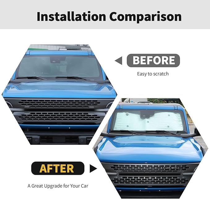 Windshield Sunshade Sun Shade Heat Shield Window Sun Visor Mat for Ford Bronco 2 Door 2021 2022 2023,6PCS