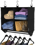 ClosetMaid 4-Shelf Fabric Hanging Closet Organizer with Garment Rod for Shirts, Sweaters, Pants, Hats, Shoes, Purses with Cha
