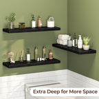 Fun Memories Floating Shelves for Wall 30 Inch Set of 3, Farmhouse Floating Shelves with Invisible Heavy Duty Bracket, 10 Inc