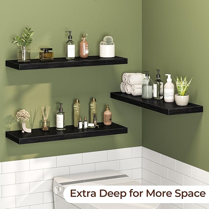 Fun Memories Floating Shelves for Wall 30 Inch Set of 3, Farmhouse Floating Shelves with Invisible Heavy Duty Bracket, 10 Inc