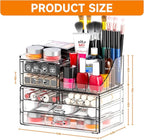 SUOXING Clear Acrylic Makeup Organizer for Vanity,Bathroom,Dresser,6 Drawer Cute Make up Organizers for Counter,Plastic Coun