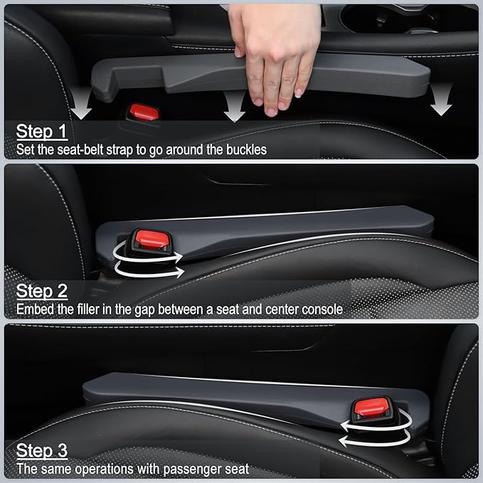 UREHEPO 2pcs Elastic Car Seat Gap Filler Organizer, Universal Interior Car Accessories to Stop Things from Dropping and Add Style for Car SUV and Truck, Fill The Gap Between Seat and Console - Gray