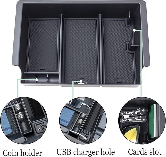 JKCOVER Compatible with Chevy Silverado/GMC Sierra 2014-2018 and Chevy Tahoe Suburban/GMC Yukon 2015-2020 Center Console Organizer Tray Accessories-Full Console w/Bucket Seats ONLY - (Black Trim)
