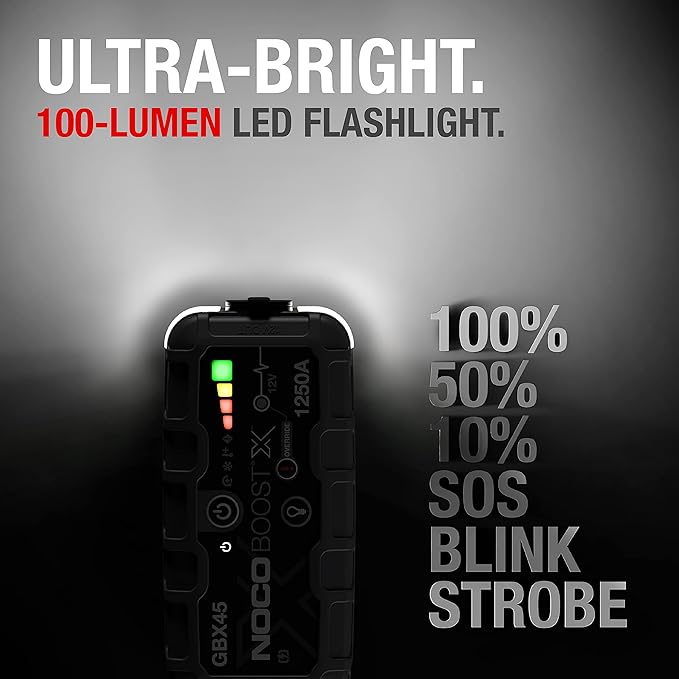 NOCO Boost X GBX45: 1250A UltraSafe Jump Starter - 12V Lithium Battery Booster Pack, Portable Jump Box, Power Bank & Jumper