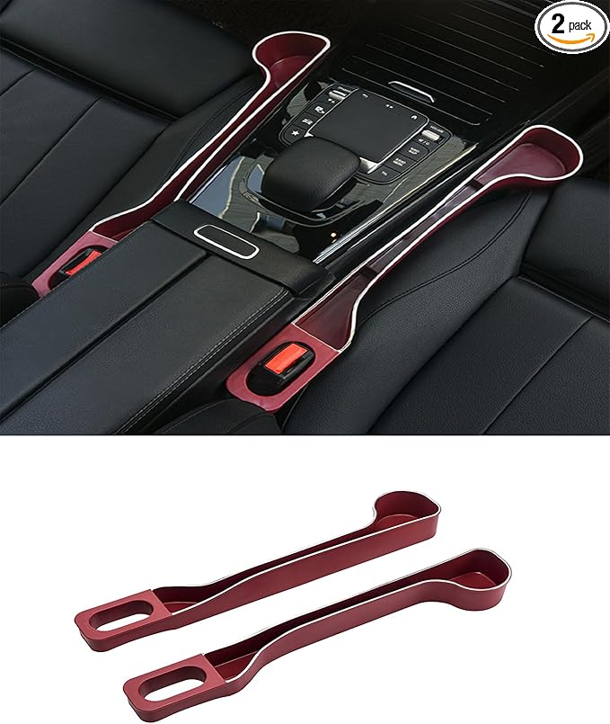 Car Seat Gap Filler Organizer- Upgrade Car Side Seat Gap Filler with Cup Holder and Phone Holder- Car Seat Gap Organizer for Prevent Falling-Seat Gap Storage 2 Pack (2, red)