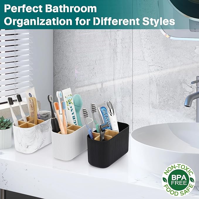 GFWARE White Toothbrush Holder - Bamboo Toothbrush Holders for Bathrooms Electric Toothbrush Holder Organizer Kids Toothbrush